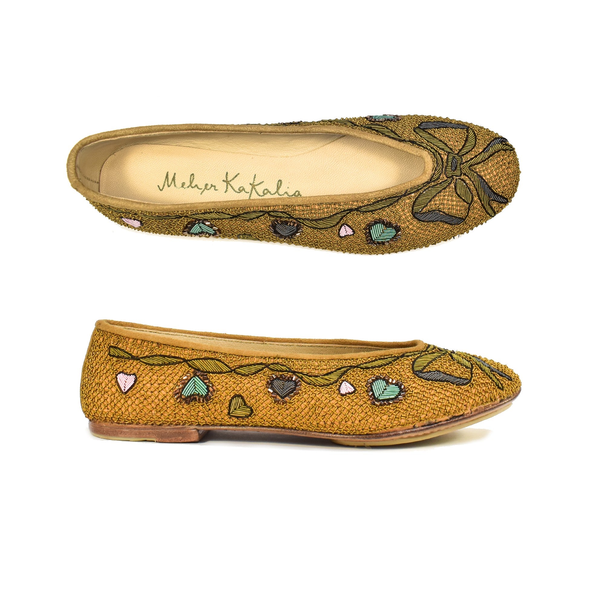 Luxury embroidered Darcey Ballet flats, made from sustainable leather for a chic look.