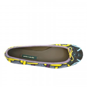 Archive-Sale Meher Kakalia BIZI Ballet in yellow chain print with embroidered toe cap