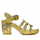 Meher KakaliaGOLD HOPPER splash gold by Meher Kakalia – gold leather sandal with embroidered bird heel