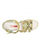 Meher KakaliaGOLD HOPPER splash gold – sculpted gold block heel with contrasting bird motif