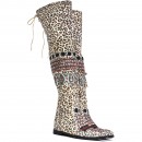 Meher KakaliaStatement over-the-knee boots in leopard leather with hidden wedge heel and artisan detail