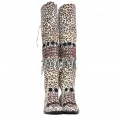 Meher KakaliaDesigner embroidered boots by Meher Kakalia in leopard cream with secure lace-up finish