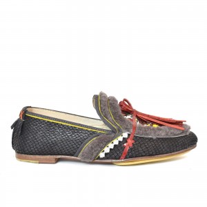 Meher Kakalia - OUD MOCCASIN -shearling+snake black