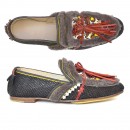 Meher KakaliaMeher Kakalia OUD loafers in black snake-embossed leather with red embroidery and shearling