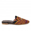 Meher KakaliaMeher Kakalia Queen Paraty slipper in tartan Glenn/Egun with orange and purple embroidery