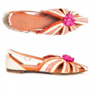 Doris embroidered leather Sling-back flat | Meher Kakalia