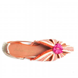 Doris embroidered leather Sling-back flat | Meher Kakalia