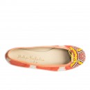 Meher KakaliaTie-dye orange ballet flat with a yellow and pink embroidered toe