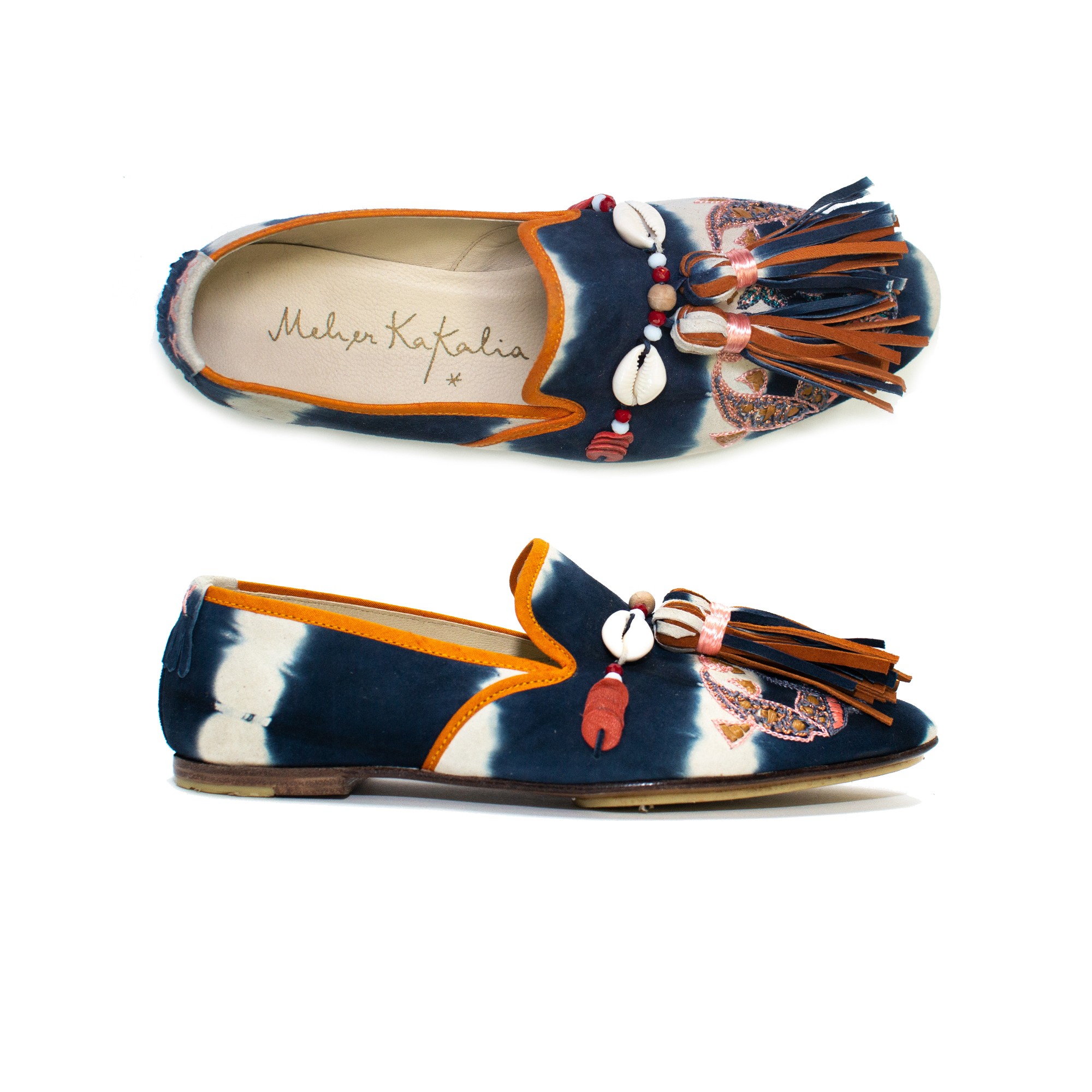Meher Kakalia Lotus tie-dye suede moccasin | Meher Kakalia