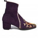 Meher KakaliaPurple suede ankle boots with block heel and embroidered front – Mani Point Heel by Meher Kakalia