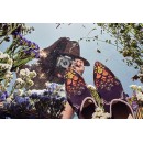 Meher KakaliaClose-up of mukesh embroidery and silk thread motifs on purple suede ankle boot