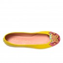 Meher KakaliaMeher Kakalia Bizi Ballet Flats in Yellow and Pink with Hand-Embroidered Toe Cap, Eco-Friendly Leather Flats