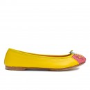 Meher KakaliaEco-Friendly Yellow and Pink Meher Kakalia Bizi Ballet Flats with Handcrafted Embroidery and Soft Leather
