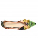 Meher KakaliaElegant black and beige flats with green embroidery. Handcrafted by Meher Kakalia.