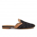 Meher KakaliaMeher Kakalia leather slippers with black and gold floral embroidery – side view