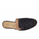 Meher KakaliaHand-embroidered black and gold slippers by Meher Kakalia – top down view