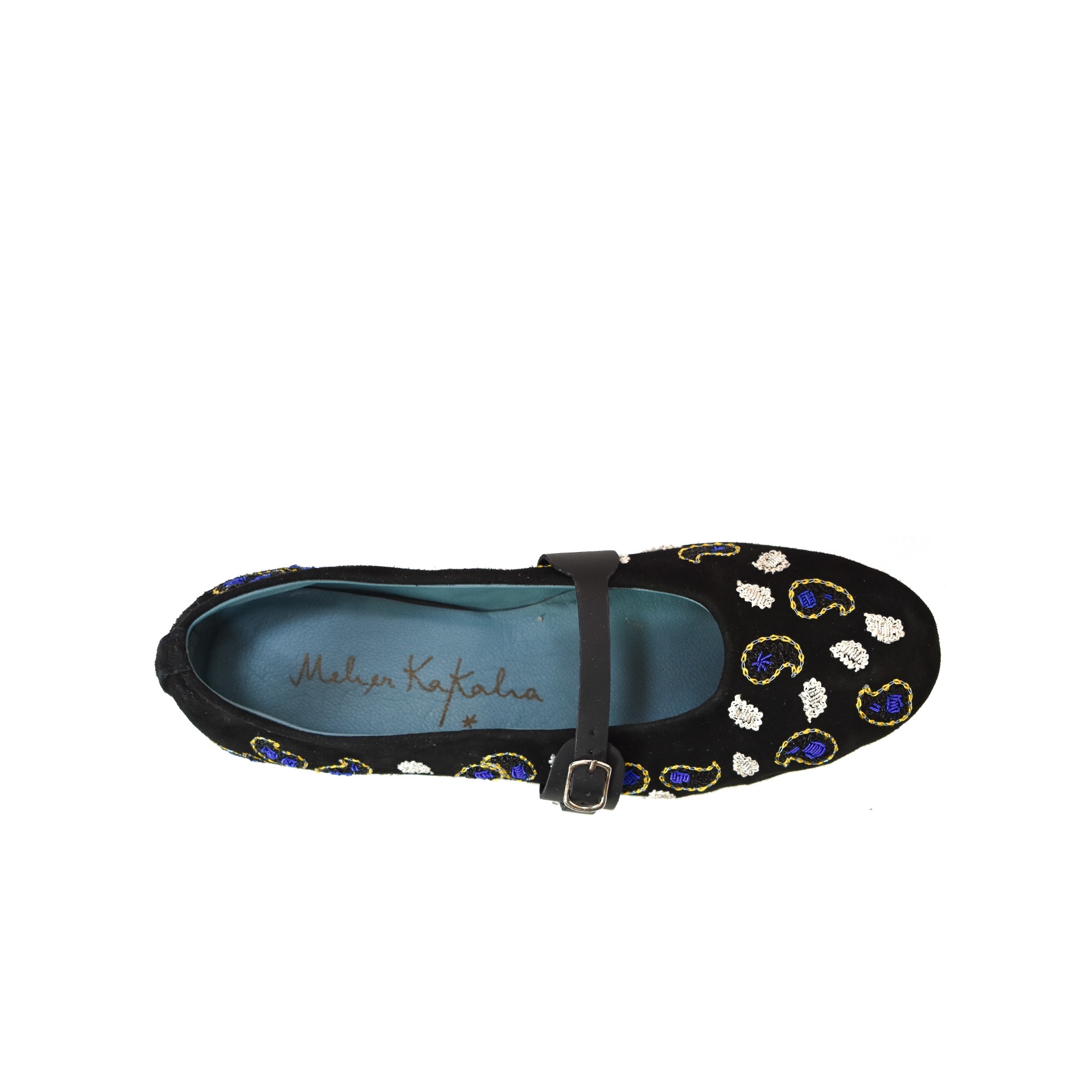 Meher Kakalia Elegant black embroidered ballet flats, ideal for special occasions, casual dinners, or everyday wear.
