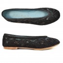 Meher KakaliaBlack embroidered flats with metallic coil threadwork, designed for formal and elegant occasions.