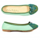 Meher KakaliaHand-embroidered Ballet flats in mint green, made from eco-friendly leather, designed for ultimate comfort and style.