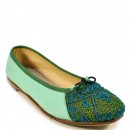 Meher KakaliaSustainable and elegant PRIMA Ballerinas in mint green, featuring hand embroidery, and unique design.