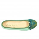 Meher KakaliaEco-friendly Ballet flats in mint green with vibrant embroidery, handmade with sustainable materials for comfort and style.