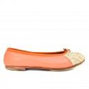 Meher KakaliaOrange Ballet flats with sustainable leather and detailed hand embroidery, ideal for unique summer look.