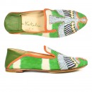 Meher KakaliaLuxurious eco-friendly moccasins in green tie-dye suede, handmade with unique embroidery. Perfect for summer and holiday wear.