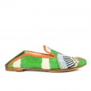 Meher KakaliaMeher Kakalia green moccasins with tie-dye suede and embroidery, stylish and eco-friendly for summer wear.