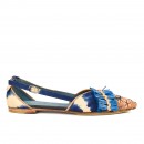 Meher KakaliaMeher Kakalia Greta Slingback, handmade with eco-friendly raffia and tie-dye suede leather in blue and beige.