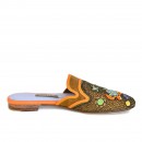 Meher KakaliaEco leather Darwin Slippers by Meher Kakalia. Turtle embroidered slippers for the beach or resort wear.