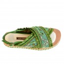 Meher KakaliaMeher Kakalia Green DA GAMA BLOC Sandals, Luxury Embroidered Resort Footwear for Warm Sunny Days