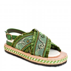 Sandales DA GAMA BLOC en cuir de chèvre brodé à la main, avec détails en jute pour l'été