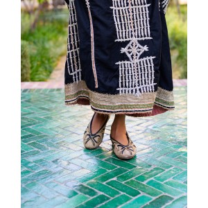 Darcey Ballet flats by Meher Kakalia, featuring intricate dapka embroidery on eco-friendly jute. Perfect for elegant events.