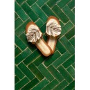 Meher KakaliaHand embroidered white resort slides with palm leaf designs. Ideal for beach days, Miami, and tropical destinations.