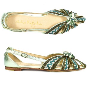 Meher Kakalia home Embroidered Slingback Shoes | QUEEN DORIS SLING-BACK sonic emerald–yukon | Meher Kakalia Footwear