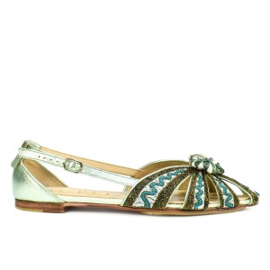 Meher Kakalia QUEEN DORIS SLINGBACK td blue beige-ditta | Luxury Hand-Embroidered Flat