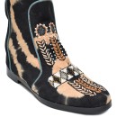 Meher KakaliaKandy Wedge Boot – Tie-Dye Black Beige Suede with Hidden Heel