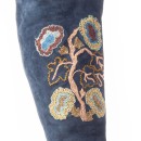 Meher KakaliaClose-up: botanical hand embroidery on navy suede shaft, Tonya Boot