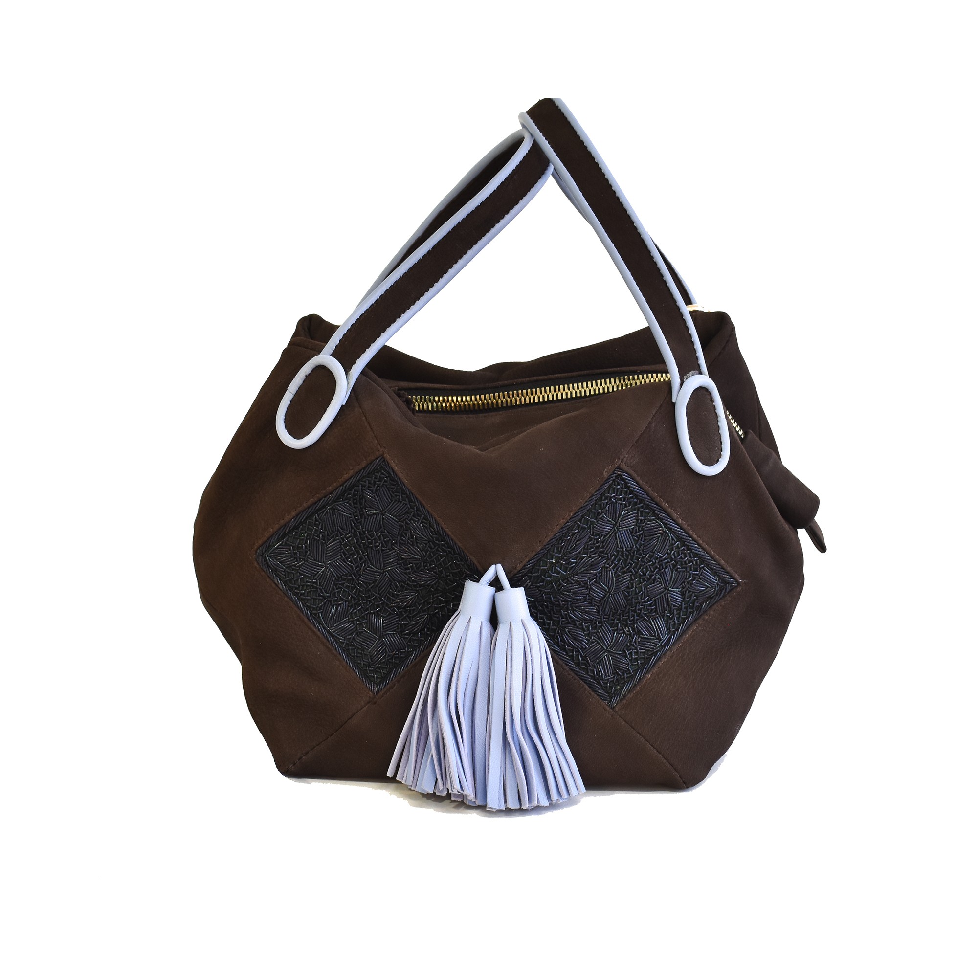 Meher Kakalia Bunny Bag Nubuck Brown with Embroidery – Meher Kakalia