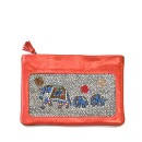 Meher KakaliaLimited-edition coral leather pochette with blue elephant embroidery by Meher Kakalia (online exclusive)