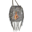 Meher KakaliaLimited-edition comet grey leather fringe phone bag with embroidered insect motif (online exclusive)