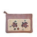 Meher KakaliaFront view of copper peach Darwin Pochette with hand embroidery