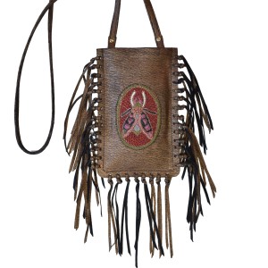 Meher Kakalia e-shop Limited-edition plush copper fringe phone bag with embroidered insect motif (online exclusive)