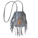 Meher KakaliaLimited-edition comet grey leather fringe phone bag with embroidered insect motif (online exclusive)
