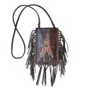 Meher KakaliaLimited-edition dark brown fringe phone bag with embroidered insect motif (online exclusive)