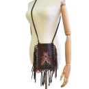 Meher KakaliaLimited-edition dark brown fringe phone bag with embroidered insect motif (online exclusive)