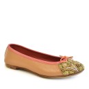 Meher KakaliaGold dapka embroidery detail on women’s leather ballet flats, handcrafted artisan footwear
