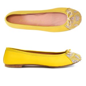 Meher Kakalia home Embroidered Leather Ballerina | BIZI BALLET – Classic canary-glare | Meher Kakalia Footwear