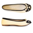 Meher KakaliaWomen’s cream-white leather ballerina flats by Meher Kakalia, embroidered ballet flats with classic silhouette