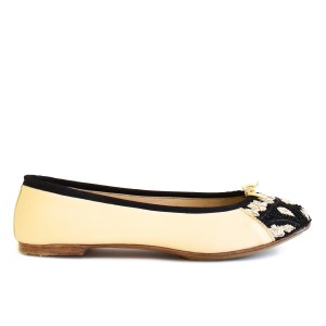 Meher Kakalia women’s leather ballet flats in cream white, flat shoes for everyday and evening wear